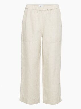 Little Moon Aritzia 100% Linen Wide-Leg Cropped Pants Cream XL
